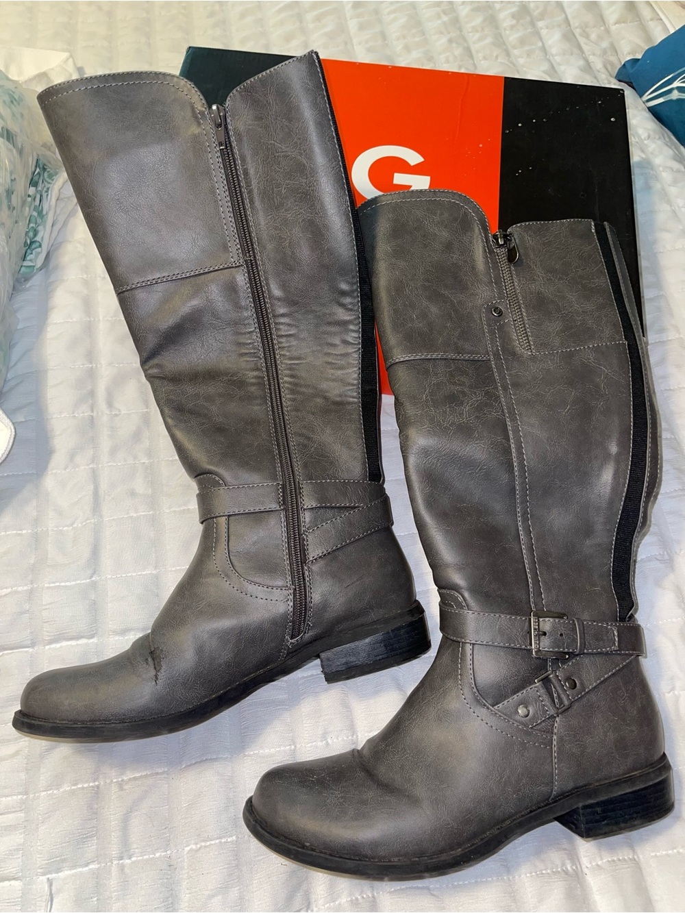 Guess Black Riding Boots with Buckle Accent